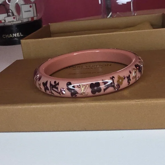 Full Incl Louis Vuitton Swarovski Crystal Monogram Resin Bangle! - Picture 8 of 14